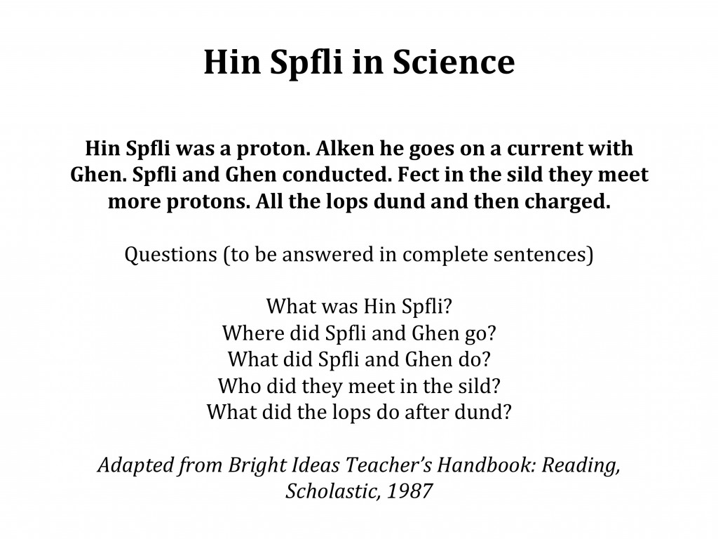 Hin Spfli in science - they can read but do they understand?